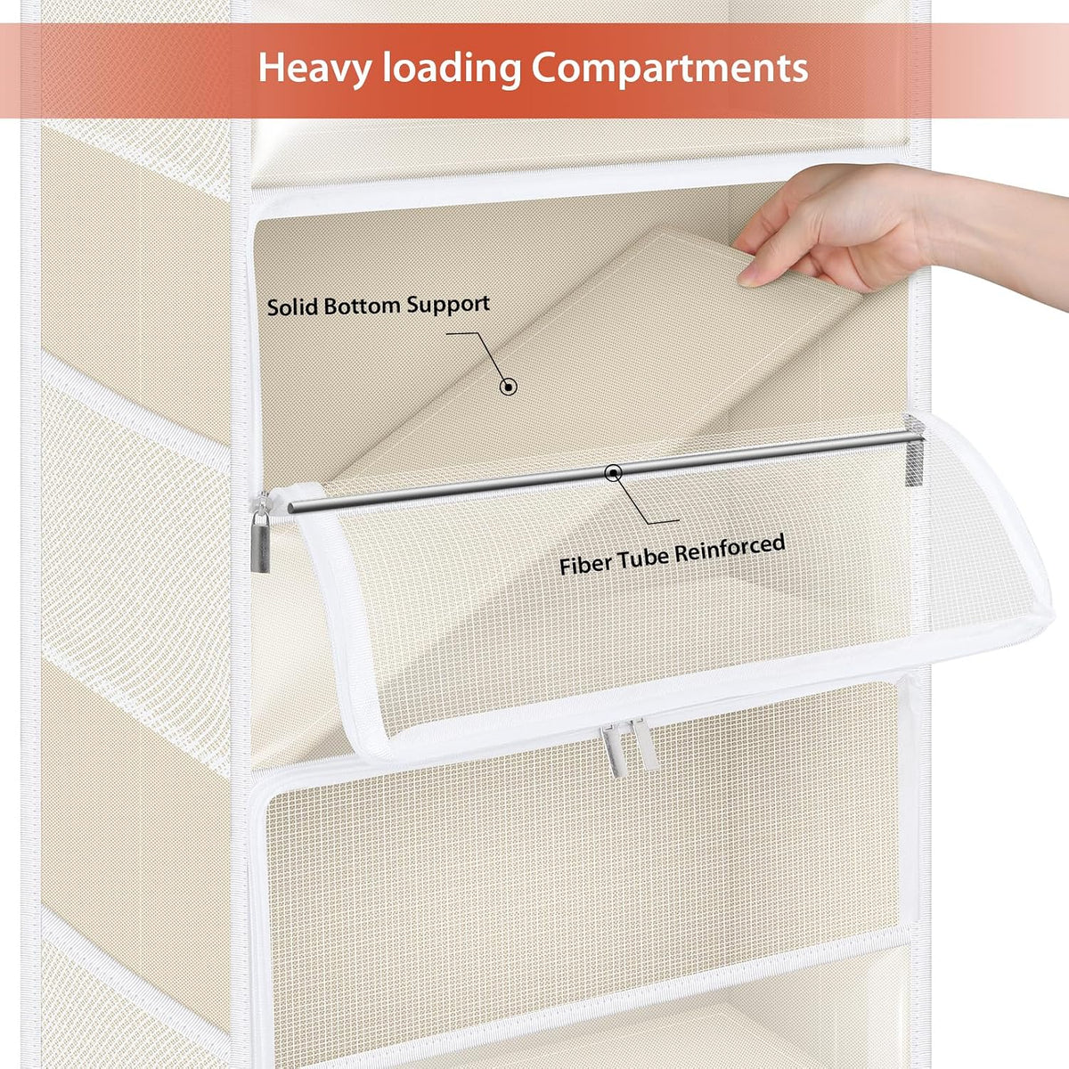 Over the Door Organizer for Baby Nursery, 5-Shelf, Light Beige