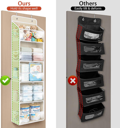 Over the Door Organizer for Baby Nursery, 5-Shelf, Light Beige