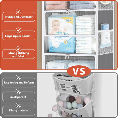 Over the Door Organizer for Baby Nursery, 5-Shelf, Light Beige