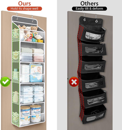 Over the Door Organizer for Baby Nursery, 5-Shelf, Light Beige