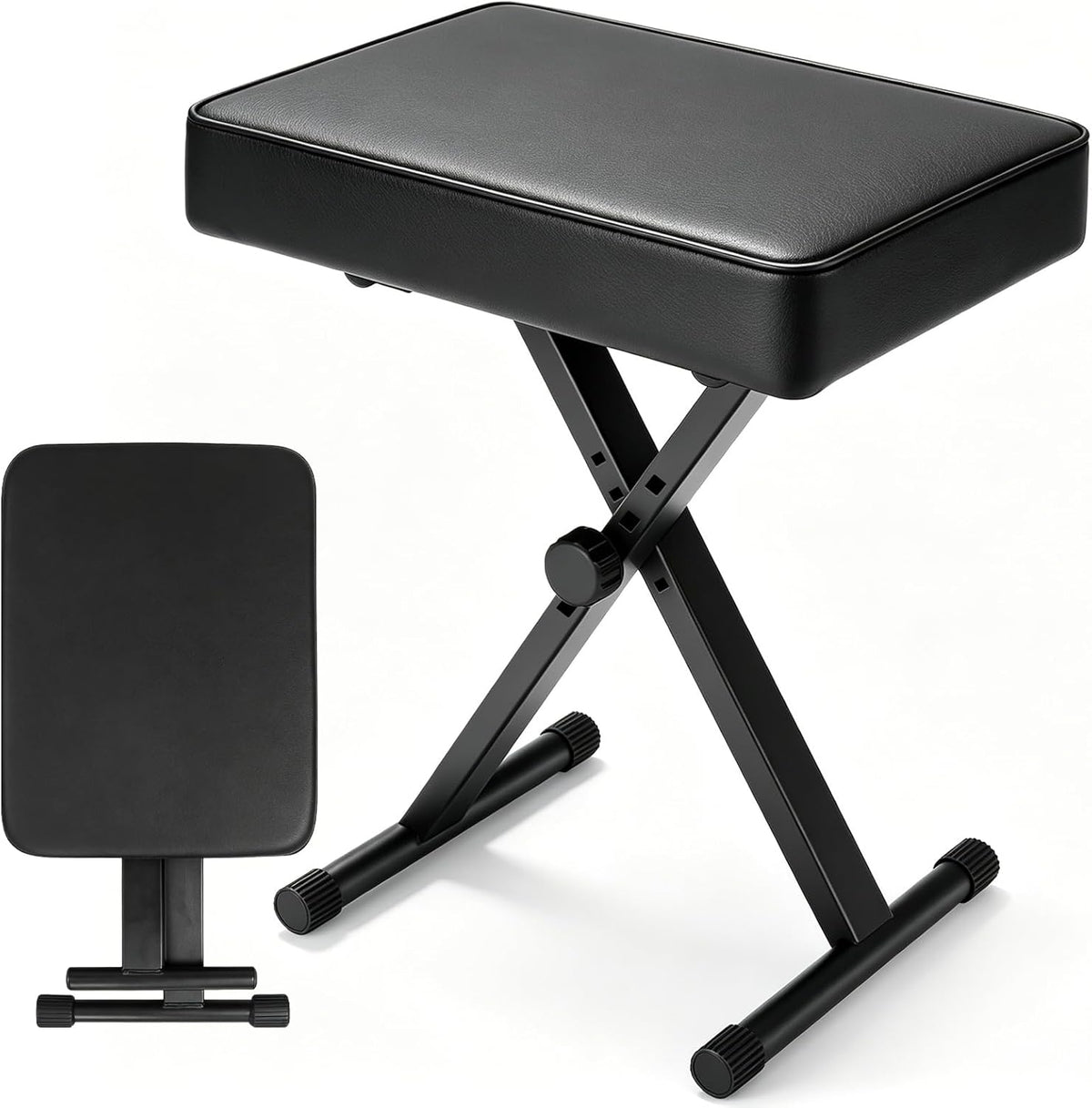 Keyboard Bench Adjustable Piano Stool - Extra Comfortable Piano Bench with High Rebound Sponge Cushion,No Deformation,Superior Support,X-Style Portable Foldable Piano Chair, 4 Height Adjustment
