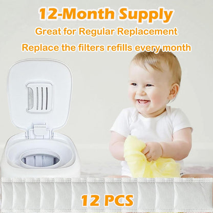 12 Pack Deodorizer Refills for Diaper Genie Complete and Expressions Pail