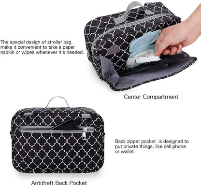 Baby Diaper Caddy Tote Baby Stroller Bag Nursery Storage Bin for Wipes & Toys Mini Diaper Bag for Outdoor (Grey Cloud)