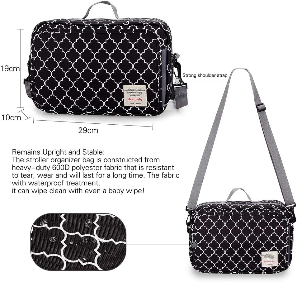 Baby Diaper Caddy Tote Baby Stroller Bag Nursery Storage Bin for Wipes & Toys Mini Diaper Bag for Outdoor (Grey Cloud)