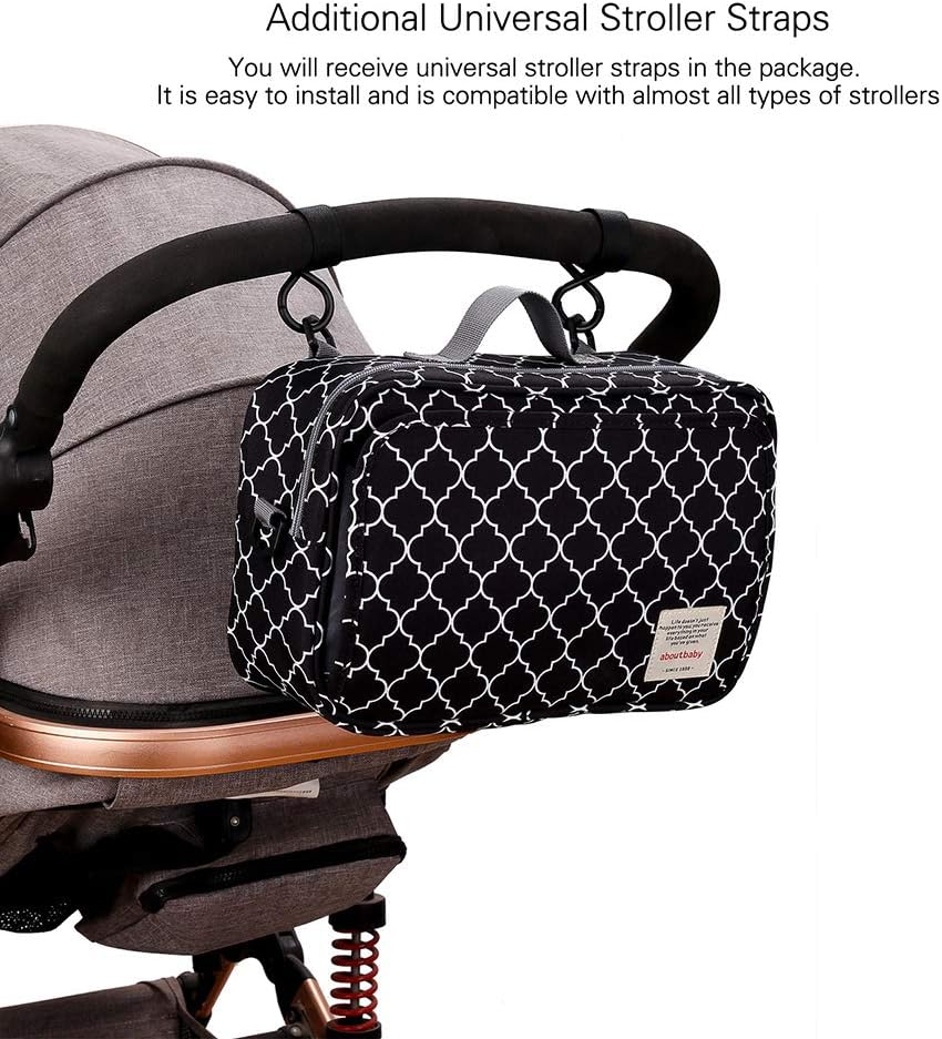 Baby Diaper Caddy Tote Baby Stroller Bag Nursery Storage Bin for Wipes & Toys Mini Diaper Bag for Outdoor (Grey Cloud)