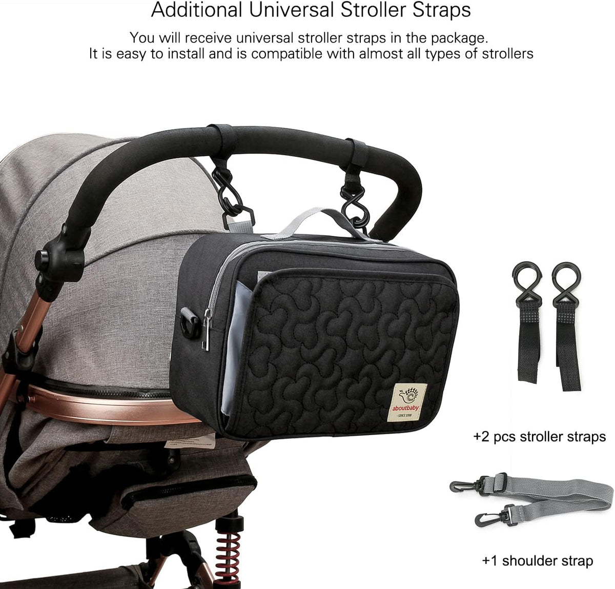 Baby Diaper Caddy Tote Baby Stroller Bag Nursery Storage Bin for Wipes & Toys Mini Diaper Bag for Outdoor (Grey Cloud)