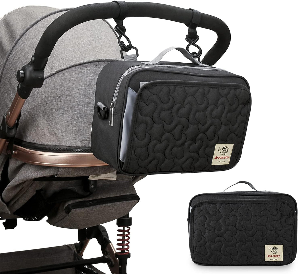 Baby Diaper Caddy Tote Baby Stroller Bag Nursery Storage Bin for Wipes & Toys Mini Diaper Bag for Outdoor (Grey Cloud)