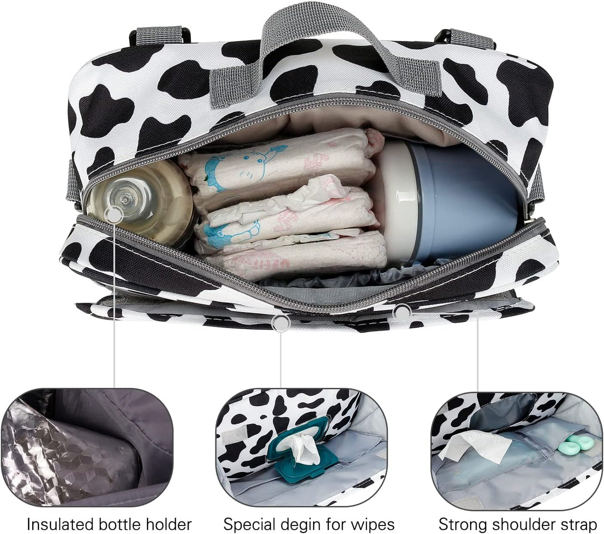 Baby Diaper Caddy Tote Baby Stroller Bag Nursery Storage Bin for Wipes & Toys Mini Diaper Bag for Outdoor (Grey Cloud)