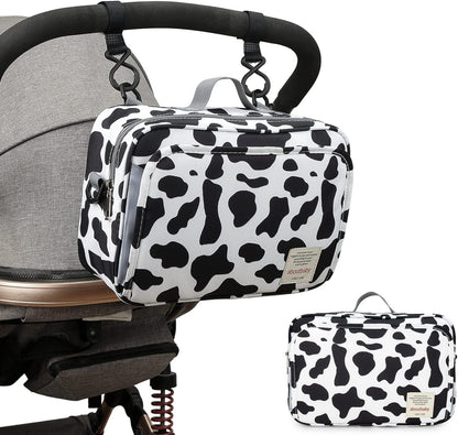 Baby Diaper Caddy Tote Baby Stroller Bag Nursery Storage Bin for Wipes & Toys Mini Diaper Bag for Outdoor (Grey Cloud)