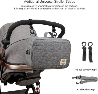 Baby Diaper Caddy Tote Baby Stroller Bag Nursery Storage Bin for Wipes & Toys Mini Diaper Bag for Outdoor (Grey Cloud)