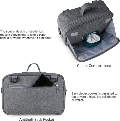 Baby Diaper Caddy Tote Baby Stroller Bag Nursery Storage Bin for Wipes & Toys Mini Diaper Bag for Outdoor (Grey Cloud)