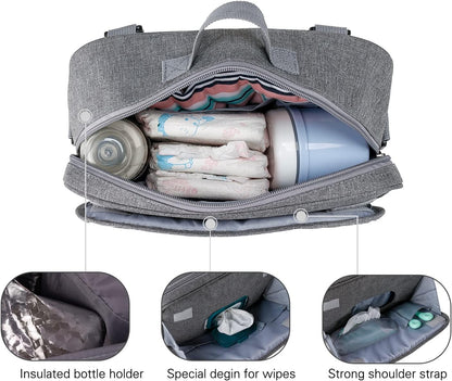 Baby Diaper Caddy Tote Baby Stroller Bag Nursery Storage Bin for Wipes & Toys Mini Diaper Bag for Outdoor (Grey Cloud)