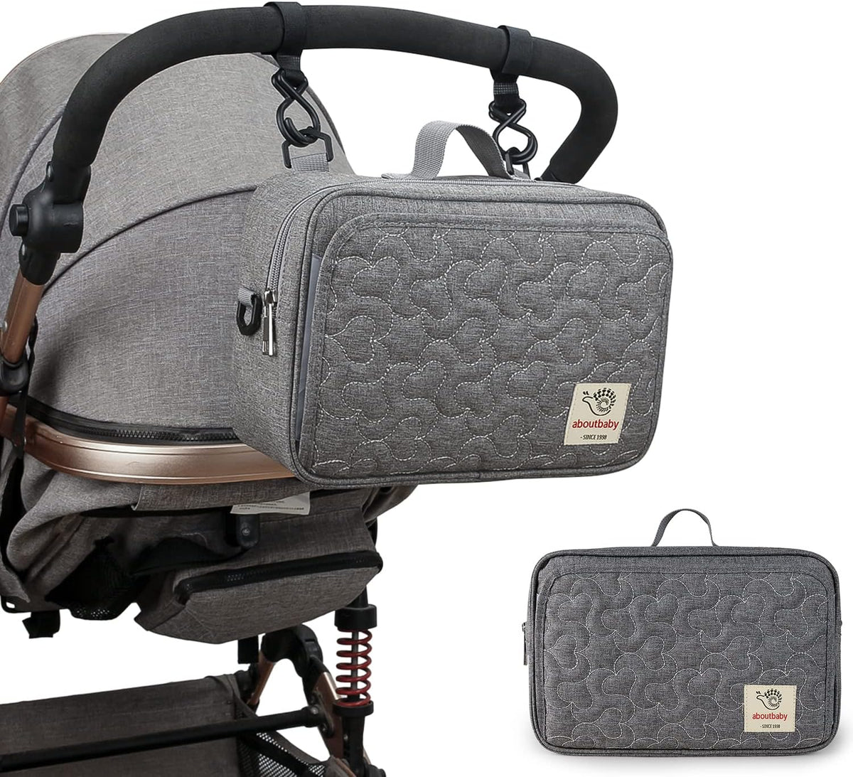 Baby Diaper Caddy Tote Baby Stroller Bag Nursery Storage Bin for Wipes & Toys Mini Diaper Bag for Outdoor (Grey Cloud)