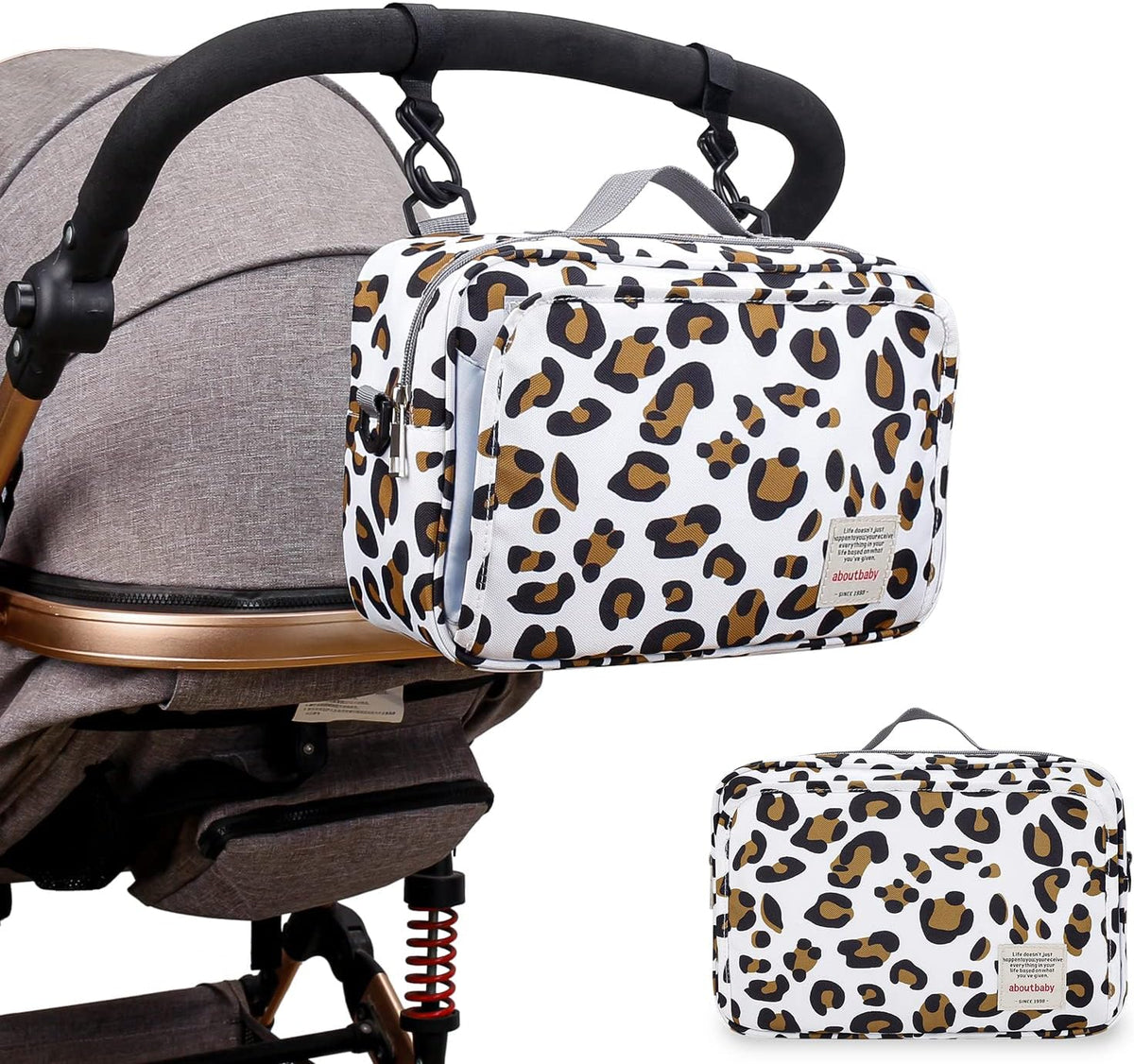 Baby Diaper Caddy Tote Baby Stroller Bag Nursery Storage Bin for Wipes & Toys Mini Diaper Bag for Outdoor (Grey Cloud)