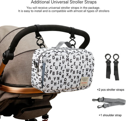 Baby Diaper Caddy Tote Baby Stroller Bag Nursery Storage Bin for Wipes & Toys Mini Diaper Bag for Outdoor (Grey Cloud)