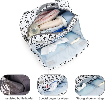 Baby Diaper Caddy Tote Baby Stroller Bag Nursery Storage Bin for Wipes & Toys Mini Diaper Bag for Outdoor (Grey Cloud)