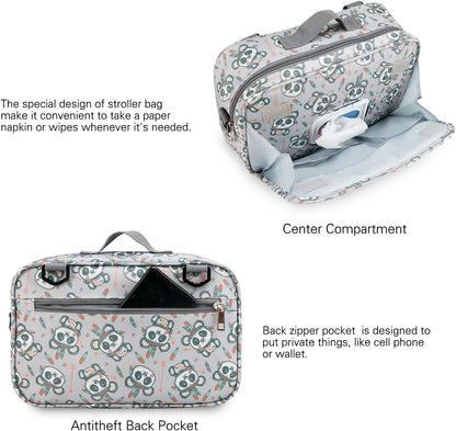 Baby Diaper Caddy Tote Baby Stroller Bag Nursery Storage Bin for Wipes & Toys Mini Diaper Bag for Outdoor (Grey Cloud)