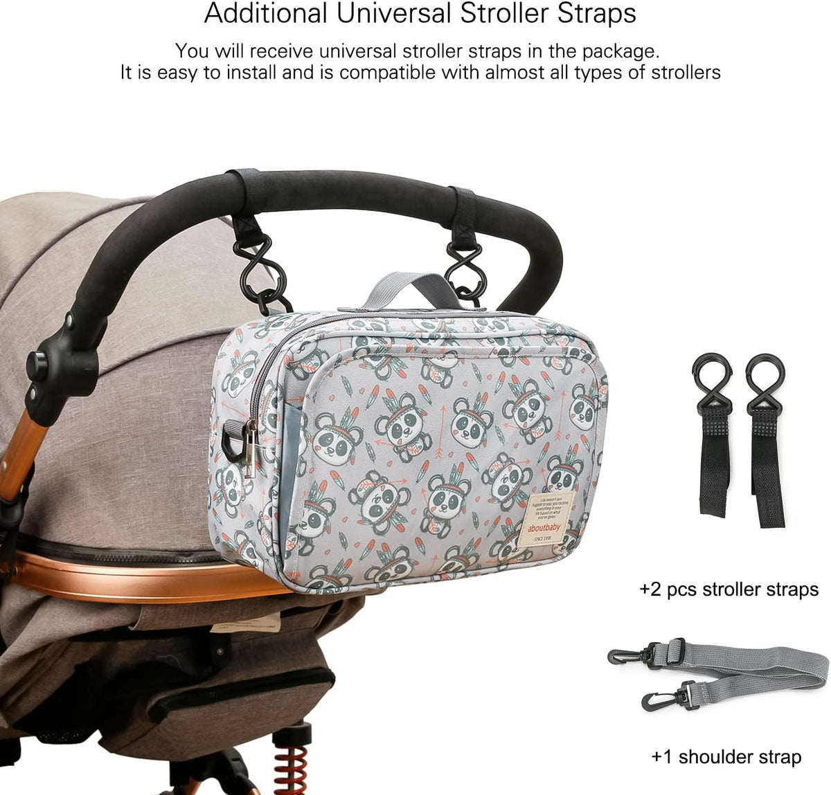 Baby Diaper Caddy Tote Baby Stroller Bag Nursery Storage Bin for Wipes & Toys Mini Diaper Bag for Outdoor (Grey Cloud)