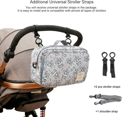 Baby Diaper Caddy Tote Baby Stroller Bag Nursery Storage Bin for Wipes & Toys Mini Diaper Bag for Outdoor (Grey Cloud)