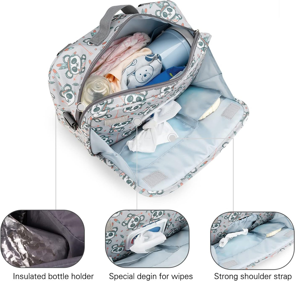 Baby Diaper Caddy Tote Baby Stroller Bag Nursery Storage Bin for Wipes & Toys Mini Diaper Bag for Outdoor (Grey Cloud)