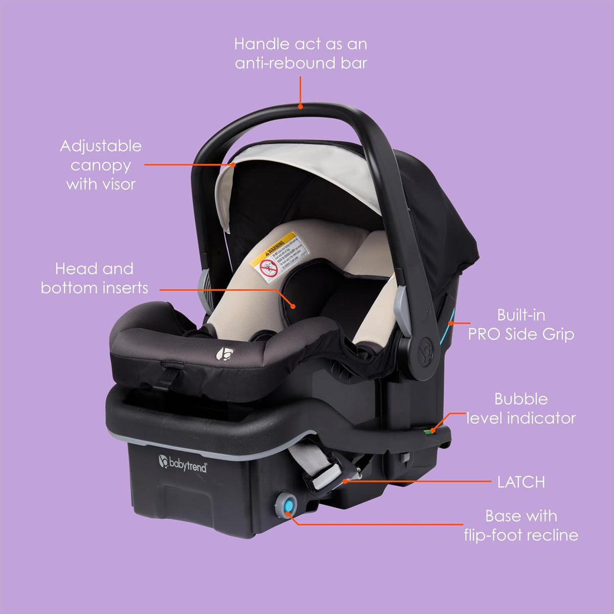 EZ-Lift™ PRO Infant Car Seat, Dash Tan – Lightweight Premium Carry, Plush Infant Cushioning, Adjustable Harness Support