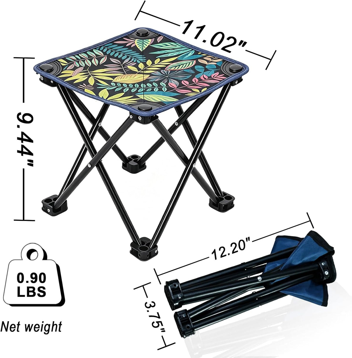 Portable Folding Camping Stool Outdoor Lightweight Foot Stool & Carry Bag