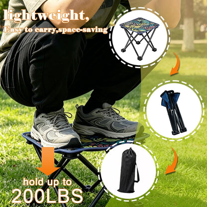 Portable Folding Camping Stool Outdoor Lightweight Foot Stool & Carry Bag