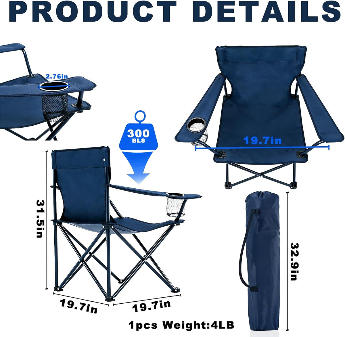 Portable Folding Camping Stool Outdoor Lightweight Foot Stool & Carry Bag
