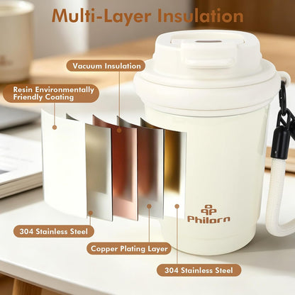 11 oz Travel Coffee Mug Spill Proof Leak Proof Coffee Tumbler | Stainless Steel Thermal Coffee Cup with Lid for Hot and Iced Drinks, Portable Tumbler for Women