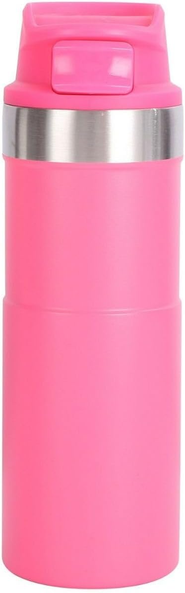 16oz Trigger Action Travel Mug 500ml Stainless Steel Coffee Tumbler, Leak-Proof Car Cup with Bamboo-Styled Anti-Slip Grip, Double Wall Vacuum Insulated Tea Bottle for Commute (Dark Blue)