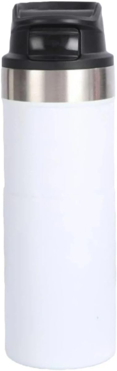 16oz Trigger Action Travel Mug 500ml Stainless Steel Coffee Tumbler, Leak-Proof Car Cup with Bamboo-Styled Anti-Slip Grip, Double Wall Vacuum Insulated Tea Bottle for Commute (Dark Blue)