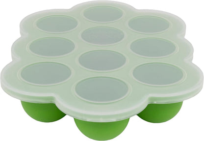 Silicone Baby Food Freezer Trays 2-Pack Bundle - Ten 1.5oz & Six 3oz Portions - Clip-on Lids - Homemade Purée & Breast Milk Storage