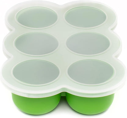 Silicone Baby Food Freezer Trays 2-Pack Bundle - Ten 1.5oz & Six 3oz Portions - Clip-on Lids - Homemade Purée & Breast Milk Storage