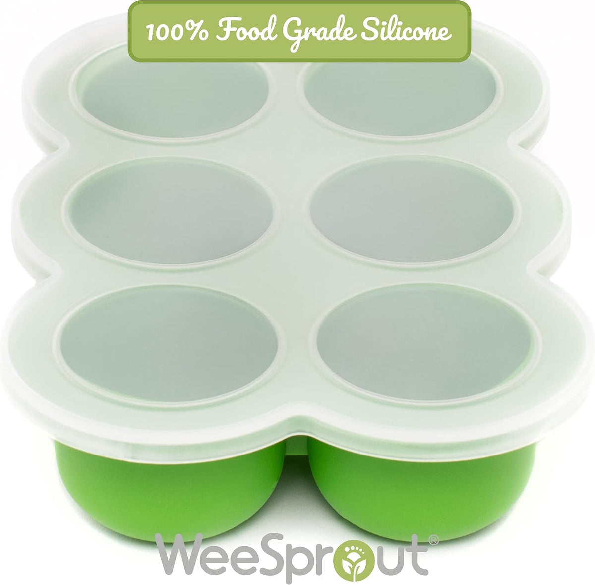 Silicone Baby Food Freezer Trays 2-Pack Bundle - Ten 1.5oz & Six 3oz Portions - Clip-on Lids - Homemade Purée & Breast Milk Storage