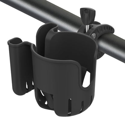 Stroller Cup Holder Attachment with Phone Holder Black