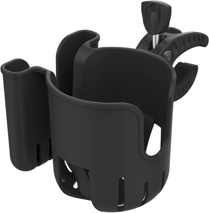 Stroller Cup Holder Attachment with Phone Holder Black