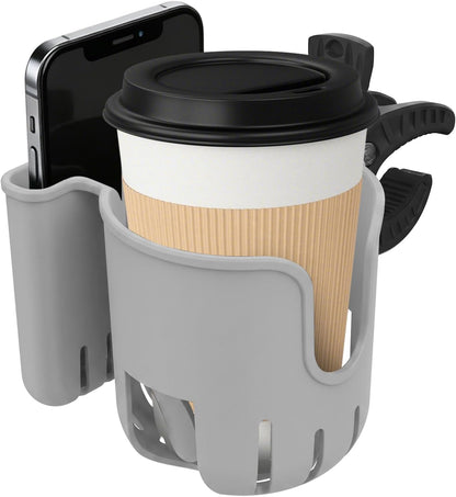 Stroller Cup Holder Attachment with Phone Holder Black