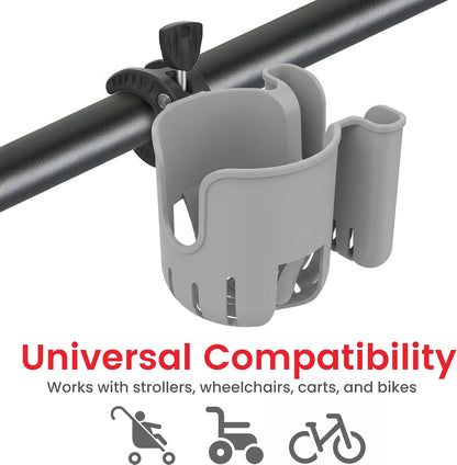 Stroller Cup Holder Attachment with Phone Holder Black