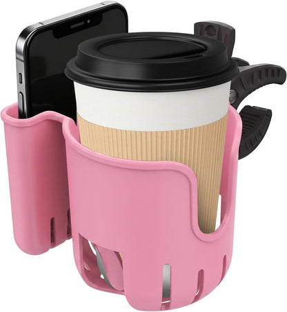 Stroller Cup Holder Attachment with Phone Holder Black