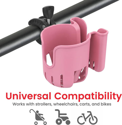Stroller Cup Holder Attachment with Phone Holder Black