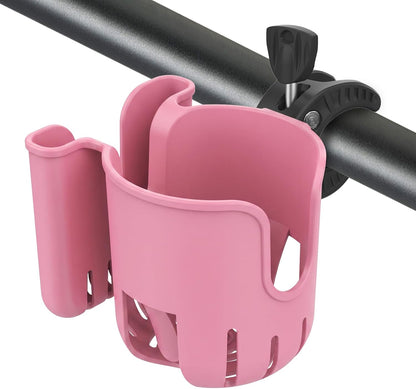 Stroller Cup Holder Attachment with Phone Holder Black