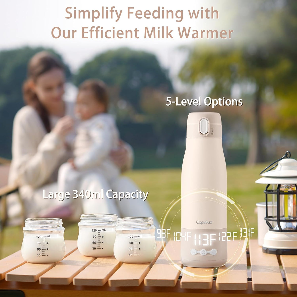 Portable Bottle Warmer for Travel, 3Min Fast Heating Bottle Warmer for Breastmilk & Water, 12 Oz Milk Warmer with Precise Temp Control and 9000mAh Long-Lasting Battery for Travel, Car, Outdoor
