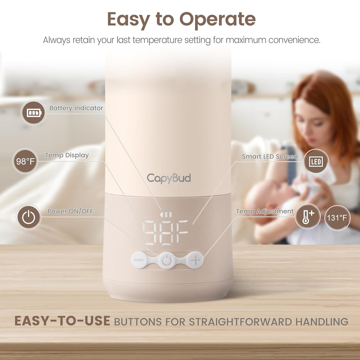 Portable Bottle Warmer for Travel, 3Min Fast Heating Bottle Warmer for Breastmilk & Water, 12 Oz Milk Warmer with Precise Temp Control and 9000mAh Long-Lasting Battery for Travel, Car, Outdoor
