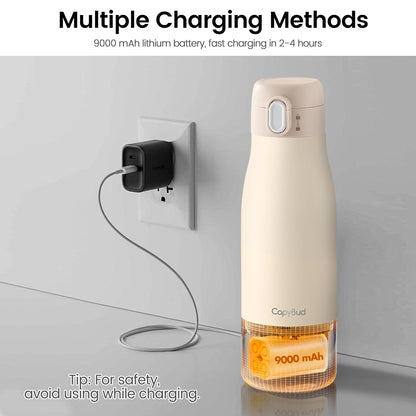 Portable Bottle Warmer for Travel, 3Min Fast Heating Bottle Warmer for Breastmilk & Water, 12 Oz Milk Warmer with Precise Temp Control and 9000mAh Long-Lasting Battery for Travel, Car, Outdoor