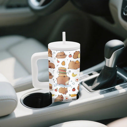 Gifts for Women - 24 oz Blue Tropical Fish Tumbler with Handle and Straw - Insulated Stainless Steel Cup, Leakproof, Cute Ocean Animal Lovers Travel Mug, Fits Car Cup Holders, Keeps Drinks Cold/Hot