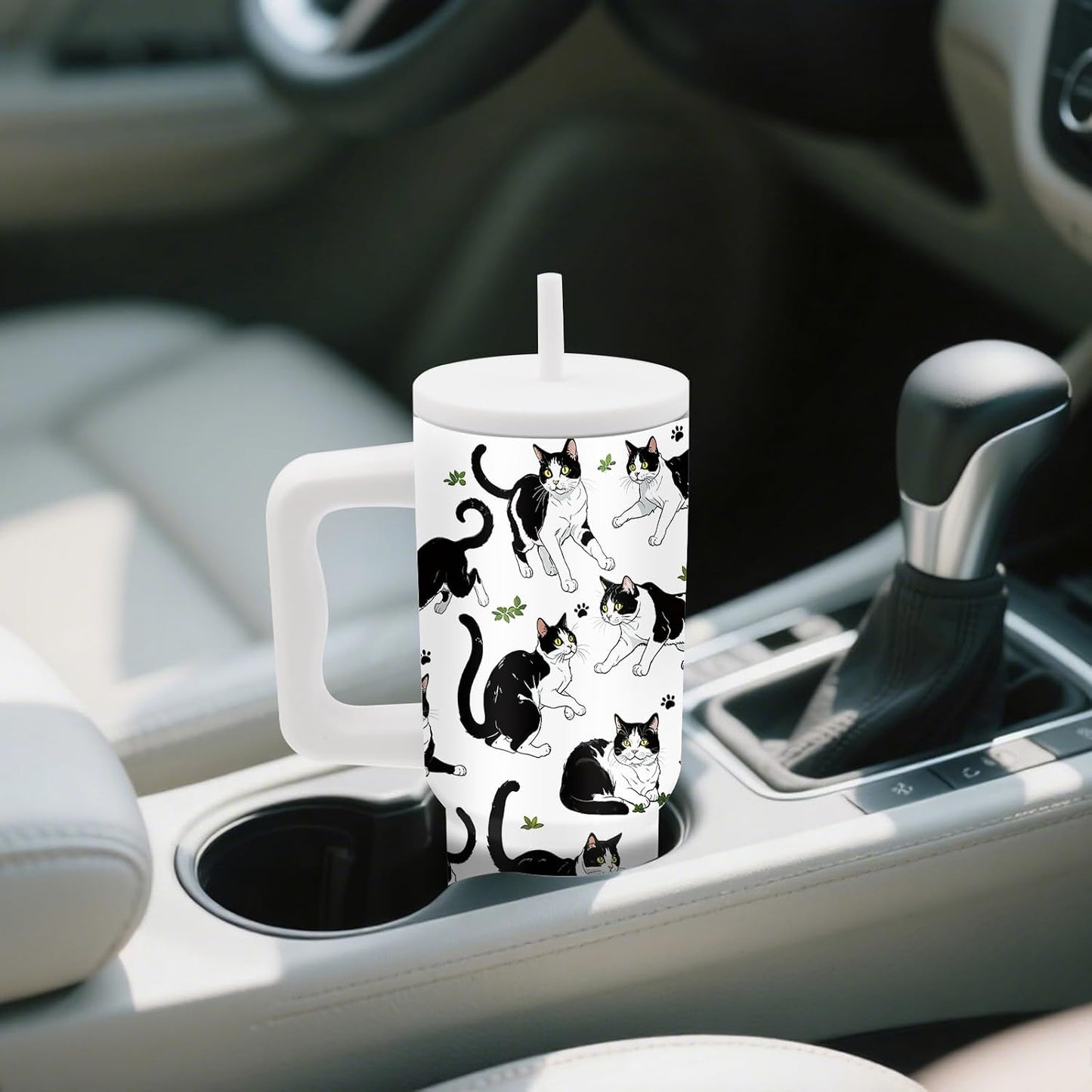 Gifts for Women - 24 oz Blue Tropical Fish Tumbler with Handle and Straw - Insulated Stainless Steel Cup, Leakproof, Cute Ocean Animal Lovers Travel Mug, Fits Car Cup Holders, Keeps Drinks Cold/Hot