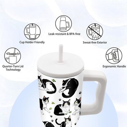 Gifts for Women - 24 oz Blue Tropical Fish Tumbler with Handle and Straw - Insulated Stainless Steel Cup, Leakproof, Cute Ocean Animal Lovers Travel Mug, Fits Car Cup Holders, Keeps Drinks Cold/Hot