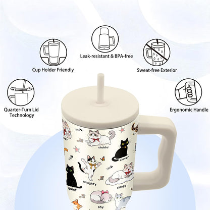 Gifts for Women - 24 oz Blue Tropical Fish Tumbler with Handle and Straw - Insulated Stainless Steel Cup, Leakproof, Cute Ocean Animal Lovers Travel Mug, Fits Car Cup Holders, Keeps Drinks Cold/Hot