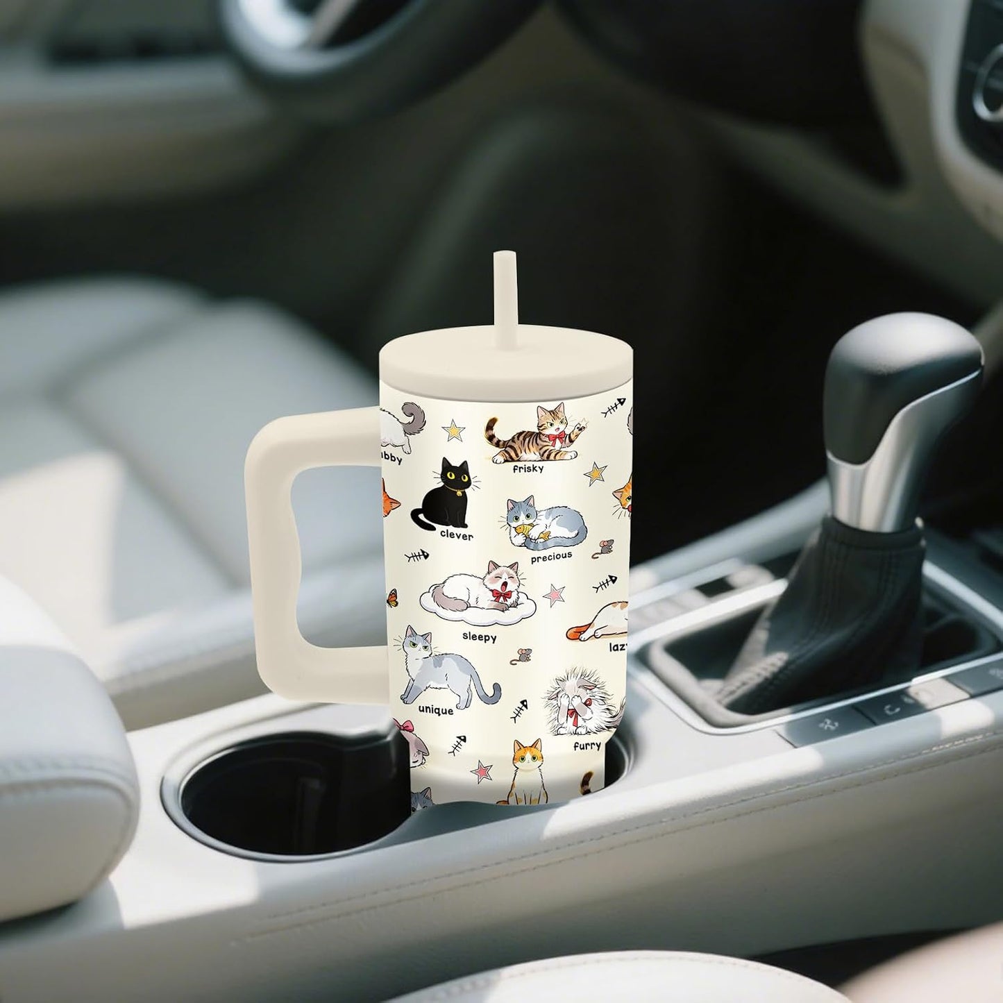 Gifts for Women - 24 oz Blue Tropical Fish Tumbler with Handle and Straw - Insulated Stainless Steel Cup, Leakproof, Cute Ocean Animal Lovers Travel Mug, Fits Car Cup Holders, Keeps Drinks Cold/Hot