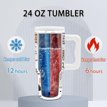 Gifts for Women - 24 oz Blue Tropical Fish Tumbler with Handle and Straw - Insulated Stainless Steel Cup, Leakproof, Cute Ocean Animal Lovers Travel Mug, Fits Car Cup Holders, Keeps Drinks Cold/Hot